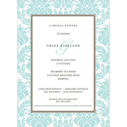 Robin's Egg Damask Framed Border Invitations